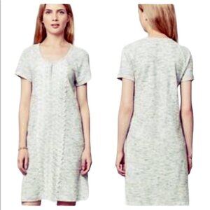 Anthropologie Lilka Heathered grey t-shirt  dress midline crochet detail pockets